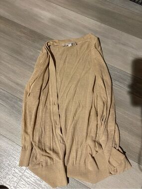 LOFT Lightweight Beige Open-Front Cardigan
